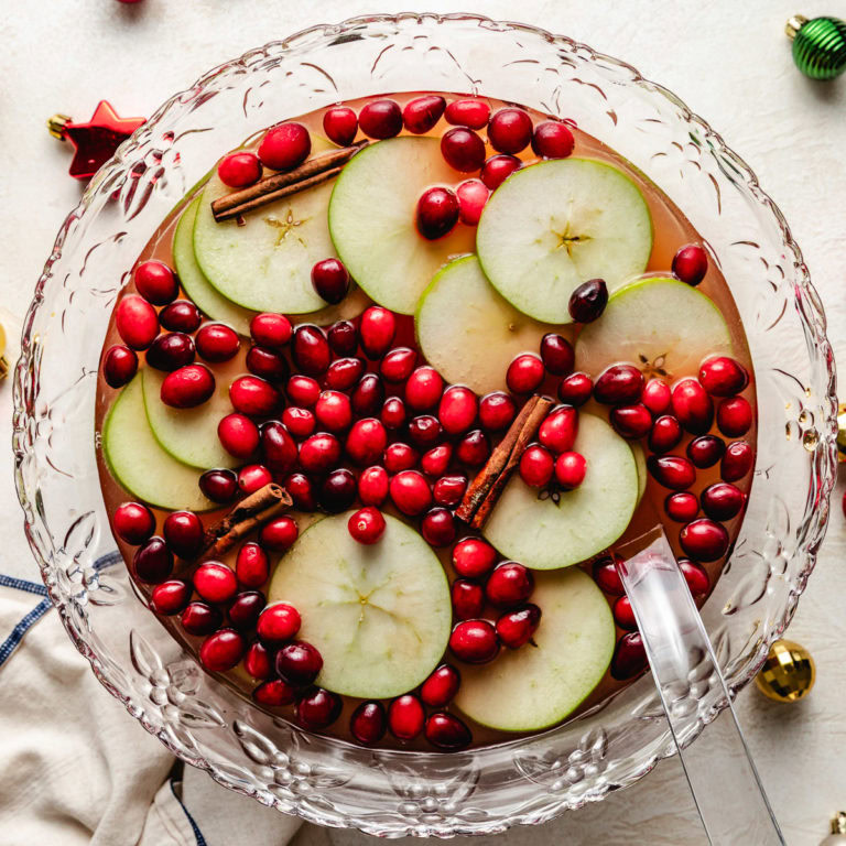 Festive punch with cranberries and apples.